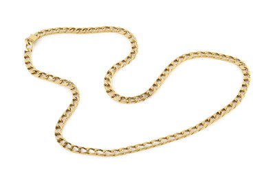 Lot 142 - An 18ct yellow gold necklace, of angular curb...