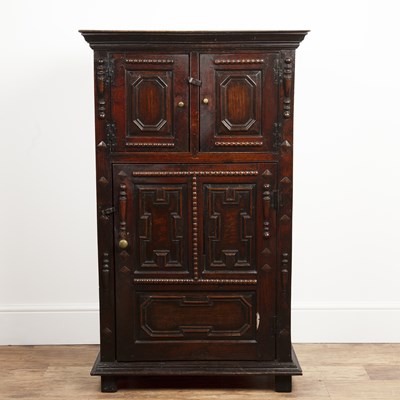 Lot 80 - Oak 17th Century style cupboard with carved...