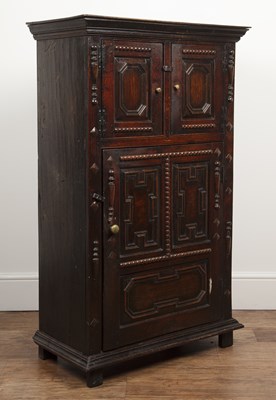 Lot 80 - Oak 17th Century style cupboard with carved...