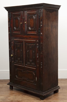 Lot 80 - Oak 17th Century style cupboard with carved...