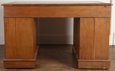 Lot 79 - Oak pedestal desk Victorian, with fitted...