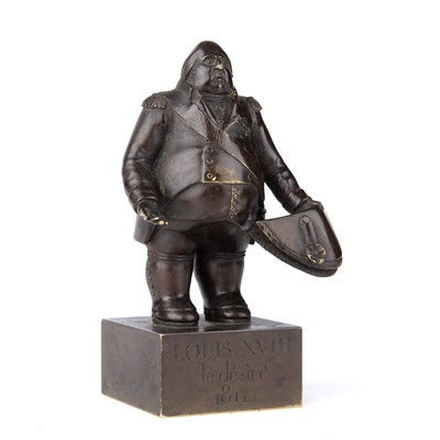 Lot 14 - A bronze statuette of Louis XVIII Le Desire,...