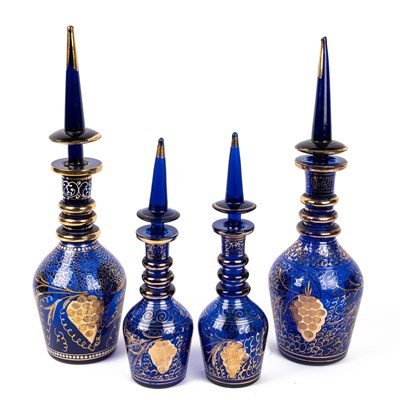 Lot 519 - Two pairs of Bohemian glass decanters