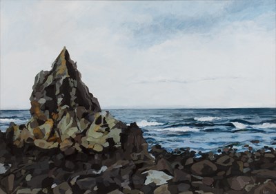 Lot 400 - Leigh D Walker (20th century) Rocky seascape,...