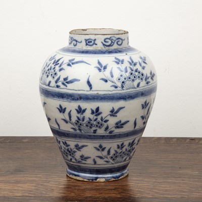 Lot 438 - Delft blue and white vase circa 1800, painted...