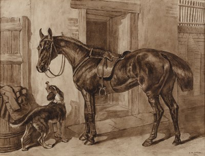 Lot 467 - Edith Mary Cottam (1864-1942) A saddled hunter...