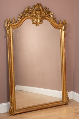 Lot 222 - An antique gilt framed overmantel mirror