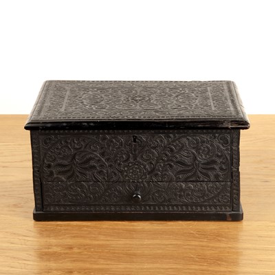 Lot 374 - Carved ebony box Indian, 19th Century with...