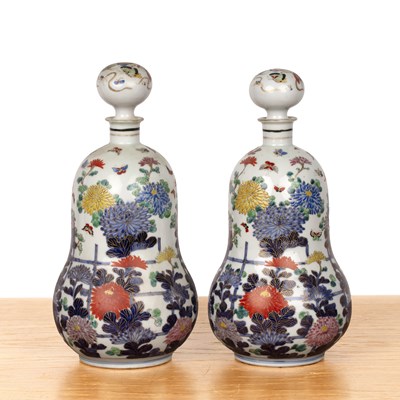 Lot 125 - Pair of Imari gourd-shaped bottles and...