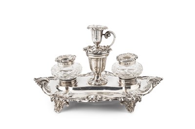 Lot A mid Victorian silver inkstand, of shaped...