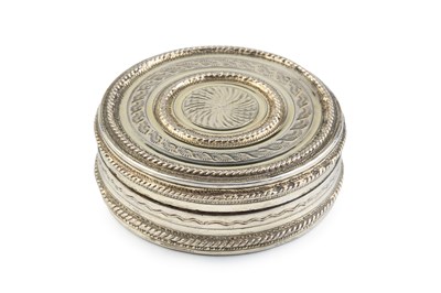 Lot A Continental 18th century silver circular box,...