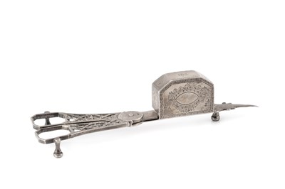 Lot 674 - A pair of George III silver candle snuffers,...