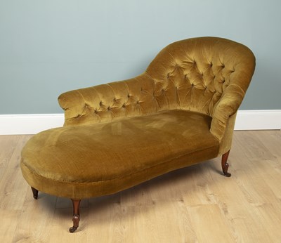 Lot 128 - A Victorian green upholstered chaise long