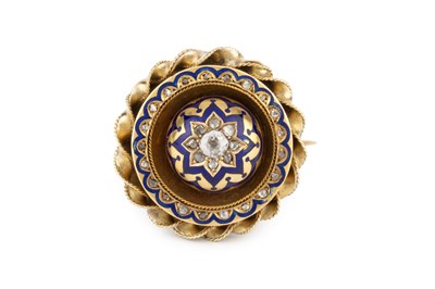 Lot 31 - A Victorian diamond and enamel panel brooch,...