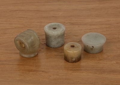 Lot 408 - Four jade opium pipe mouthpieces Chinese, late...