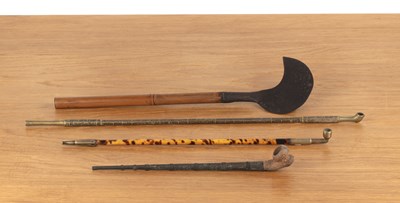 Lot 410 - Three various opium pipes Chinese, late 19th...