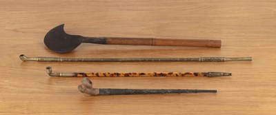 Lot 410 - Three various opium pipes Chinese, late 19th...