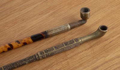 Lot 410 - Three various opium pipes Chinese, late 19th...
