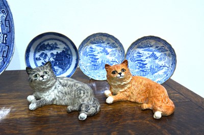 Lot 459 - Two Beswick cats the first cat grey, the...