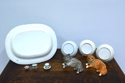 Lot 459 - Two Beswick cats the first cat grey, the...