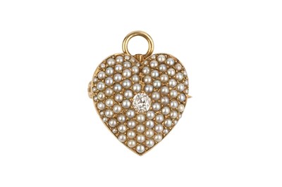 Lot 20 - A diamond and half pearl pendant/brooch, the...