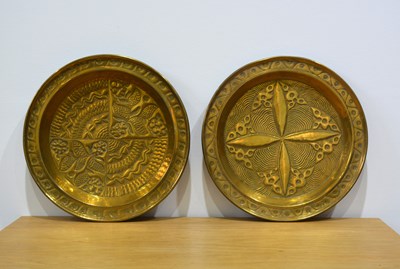 Lot 331 - Arts and Crafts two brass alms dishes, with...