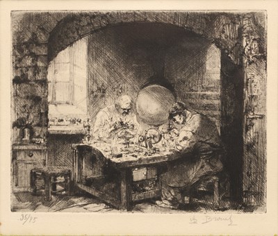 Lot 97 - Auguste Brouet (1872-1941) Working the lathe,...