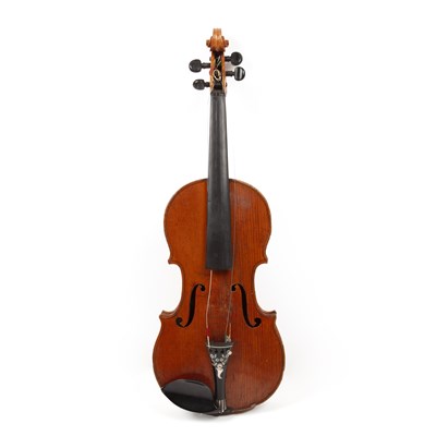 Lot 143 - A violin, with single piece back, golden brown...