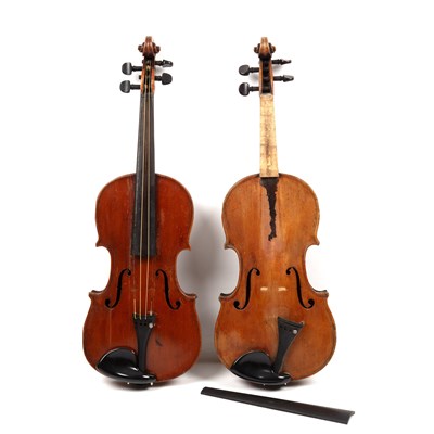 Lot 145 - A violin, the two piece back with inlaid...