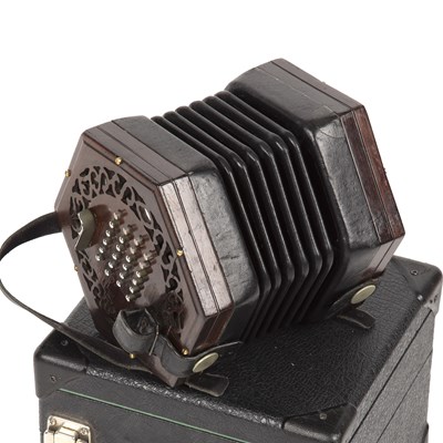 Lot 128 - A 19th century rosewood hexagonal concertina...