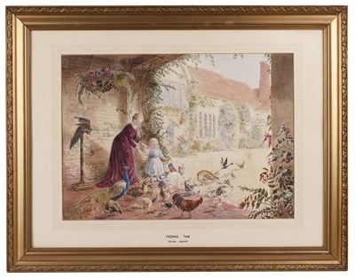 Lot 393 - Helena J Maguire (1860-1909) Feeding time,...