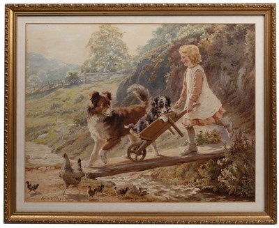 Lot 394 - Helena J Maguire (1860-1909) A contented pup,...
