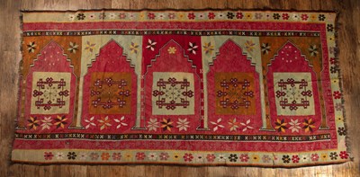 Lot 28 - Large polychrome rug Turkish Kelim, vermillion...