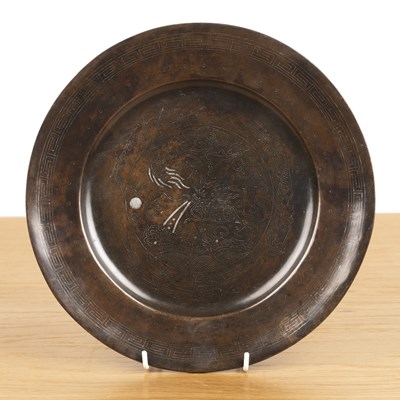 Lot 462 - Shisou bronze and inlaid dish Chinese, 19th...