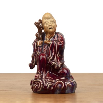 Lot 463 - Flambe model of Shoulao Chinese holding a...