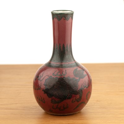 Lot 286 - Enamelled sang de boeuf bottle vase Chinese,...