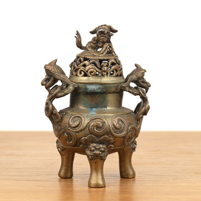 Lot 467 - Bronze censer and cover Chinese with kylin...