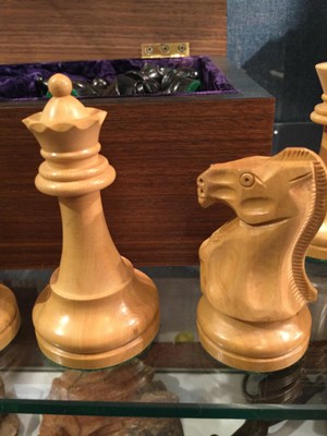 Lot 98 - A late 20th century Staunton carved ebony and...