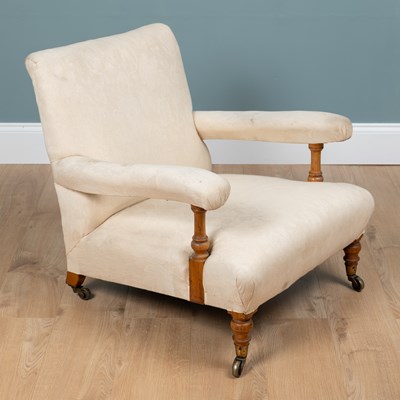 Lot 47 - A Victorian Howard style upholstered open armchair