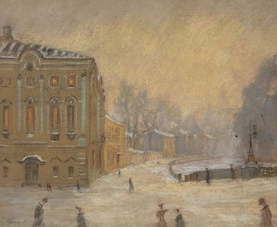 Lot 445 - Russian school (20th century) Frozen street...