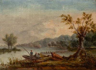 Lot 527 - English school (19th century) River landscape...