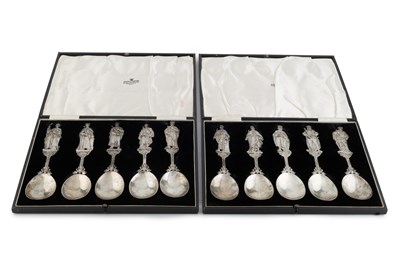 Lot 679 - A set of ten Hanau silver figural presentation...