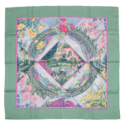 Lot 581 - A ‘Giverney’ silk scarf by Hermès, designed by...