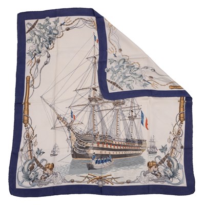 Lot 583 - A ‘L’Ocean Vaisseau de 118 Canons’ silk scarf...