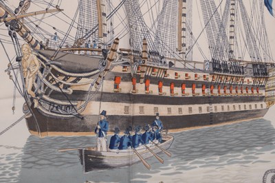 Lot 583 - A ‘L’Ocean Vaisseau de 118 Canons’ silk scarf...