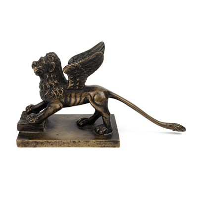 Lot 277 - An antique Grand Tour bronze model of The Lion of St Mark
