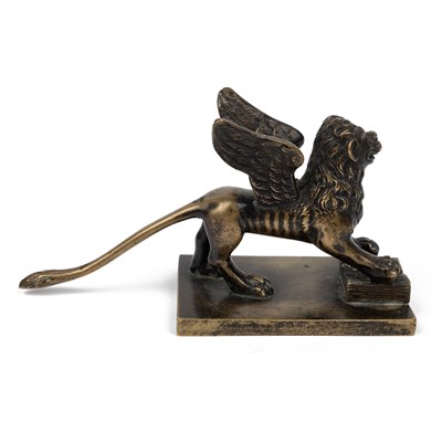 Lot 277 - An antique Grand Tour bronze model of The Lion of St Mark