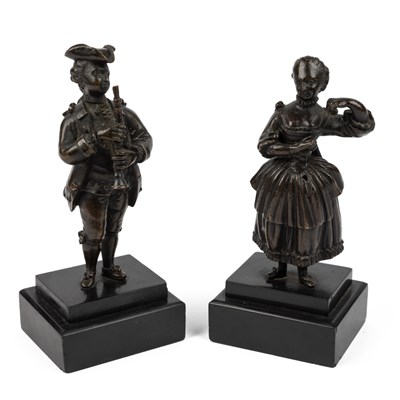 Lot 280 - A pair of French bronze sculptures of a couple in courtly dress