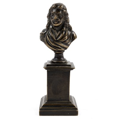 Lot 144 - An antique French small bronze bust of a moustachioed gentleman