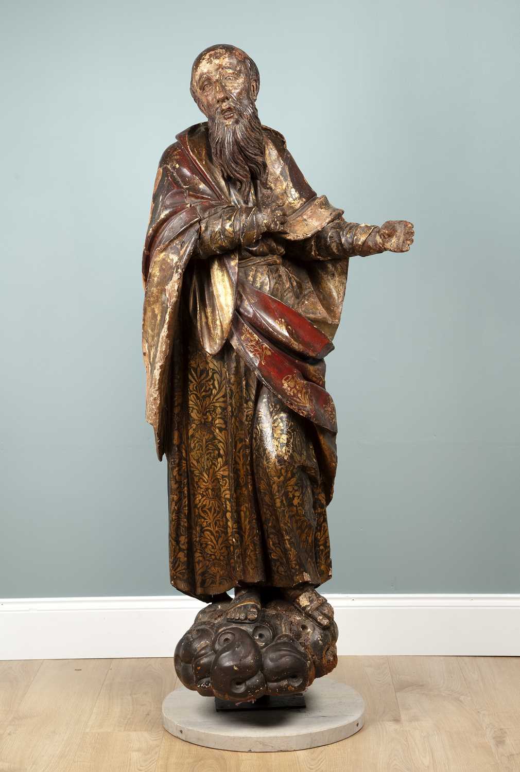 Lot 270 - A late-16th century Italian polychrome carved walnut sculpture of Saint Jerome